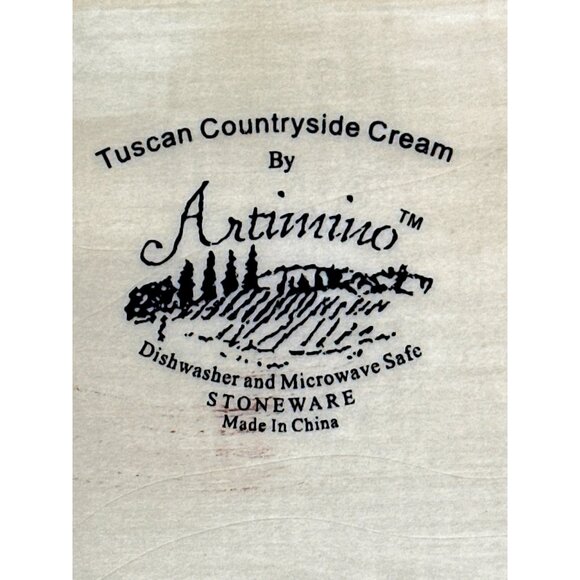 Square Artimino Tuscan Countryside Cream Stoneware 2 Dinner Plates - Picture 4 of 8